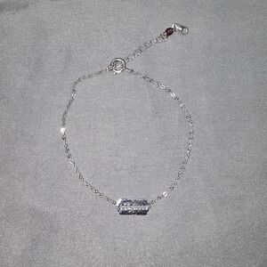 Silver and Red Asymmetrical Bracelet with Modern Design